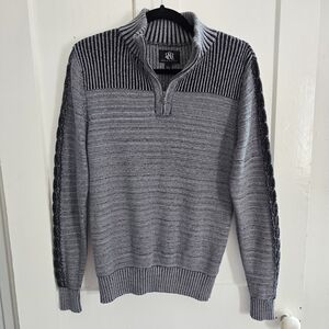 Rock and Republic Men's Gray Knit Sweater Men’s Small Quarter Zip, 1/4 Zip, NWOT